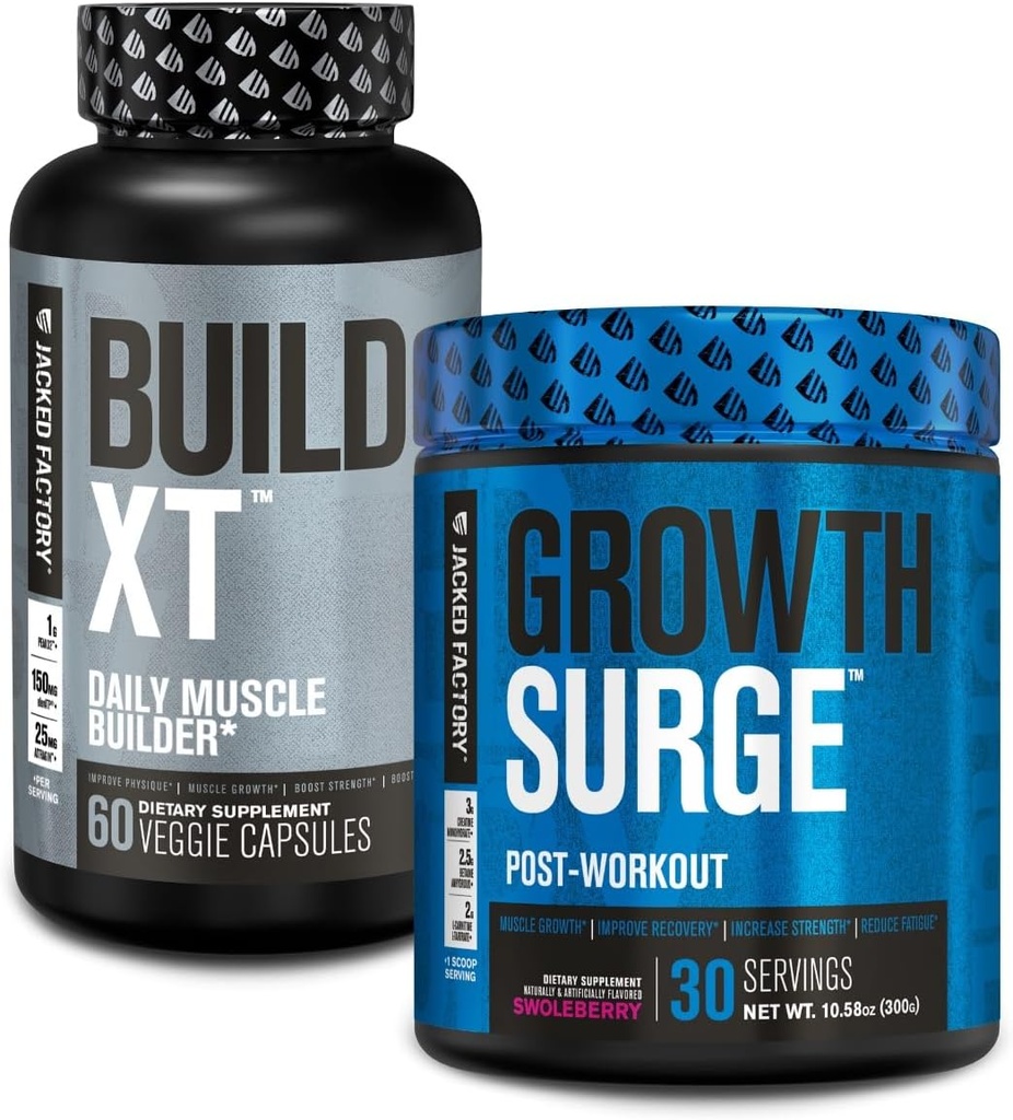 Jacked Factory Build-XT Daily Muscle Builder Supplement, Growth Surge Post Workout Erholung & Muskelwachstum