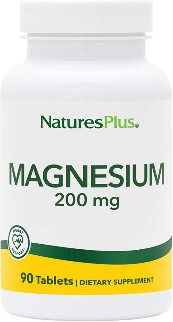 NaturesPlus Magneesium - 200 mg, 90 tabletti - taimetoitlane, gluteenivaba - 90 serveerimist