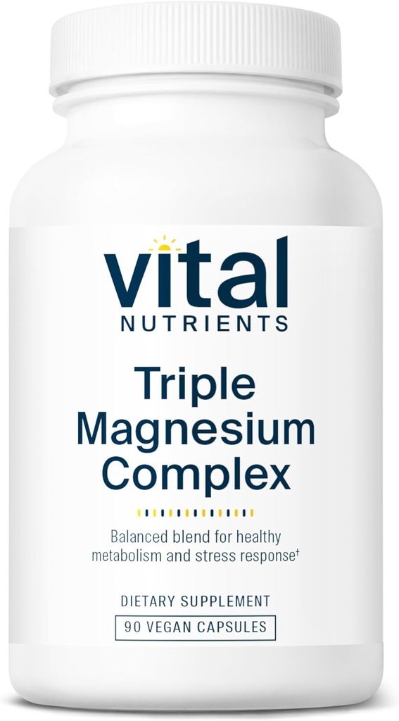 Vital Nutrients Triple Magnesium Complex supplement , Vegan Magnesium Glycinate, Malate " Oxide 250mg , Easily Absorbed Magnesium supplement for Stress, Muscle, Heart, Bone Support | 90 Capsules
