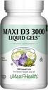 Maxi Saúde Vitamina D3 3000 UI 75 mcg Vitamina D Suplemento para Ossos Saudáveis, Dentes, Suporte Imune - VIT D3 Suplemento Fácil de Engolir Não-GMO, Suplemento para Homens e Mulheres – Kosher 180 Gels