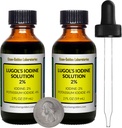 Lugol 's Iodin / 2% Solution / 4 Oz dalam Two Amber Glass Bottles / Free Droppers / USA