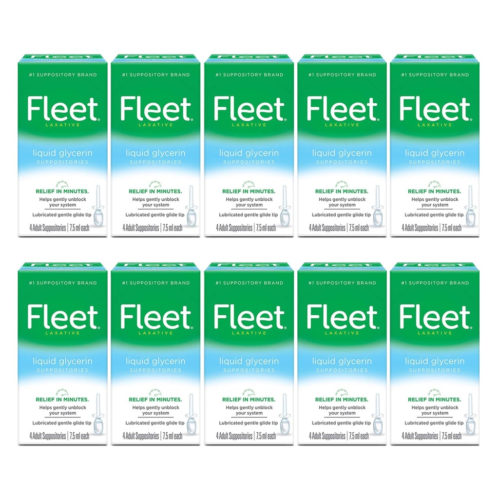 Fleet Liquid Glycerin Suppositories, 4 Count (Pack of 10)