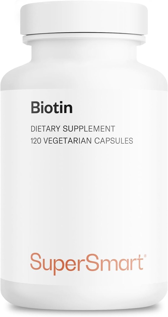 Supersmart - Biotin 10.000mcg / 10g per Hari (Potensi Tinggi) - Vitamin B7 Biotin Suplemen - Rambut sehat, Skin & Nails 124; Non-GMO & Gluten Bebas - 120 Vegetarian Capsules