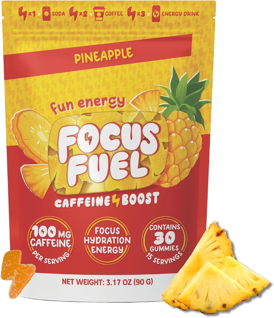 FocusFuel Energia Chews  Bernd Pine Chanya Flavor (15, Servings)  100mg Caffene + GPC + L- Theanine + B12, Magnesi ergy Tropical CREFIR o Jitters