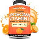 Nutrivein Premium Lipomal Vitamin C Suplemen 1650mg - 180 Caps: Tinggi Absorpsi Tinggi Dose Vitamin C Capsules untuk Pertahanan Tubuh & Overall Well-Menjadi