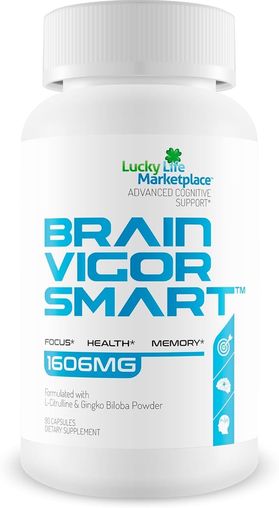 Brain Vigor Smart Brain Booster - 对焦点,健康和记忆的超强支持 - 用狮子的Mane Mushroom & Ginkgo Biloba 改进的公式 - 我们最好的Brain Vigor Smart Pills