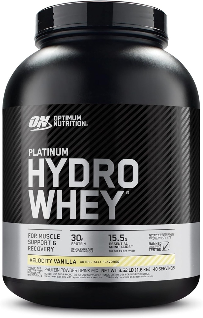 אבקת חלבון אופטימוסם פלטינום hydrowhey חלבון אבקת, 100% hydrolyzed Whey Isolate אבקת, Flavor: Velocity vanilla, 3.5 פאונד (Packaging May Vary)