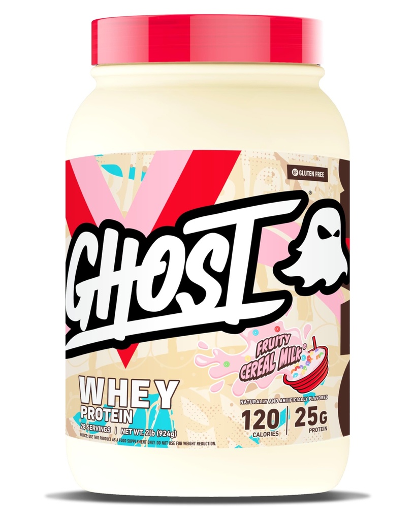 GHOST Whey Protein Powder, Fruity Cereal Milk - 2LB, 25G of Protein - Whey Protein Blend - ­Post Workout Fitness & Nutrition Shakes, Smoothies, Baking & Cooking - Soy & Gluten-Free