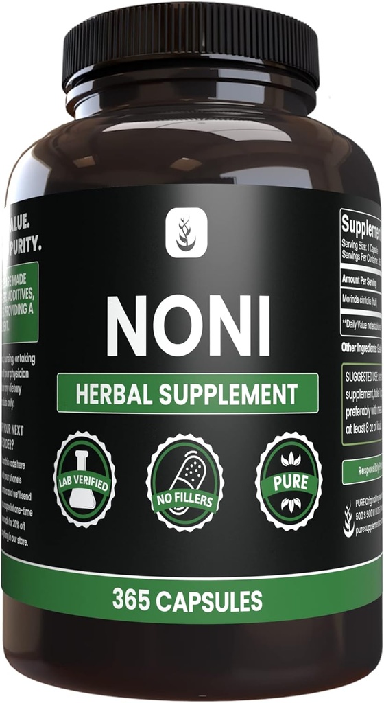 PURE ORIGINAL INGREDIENTS Noni (365 Kapseln) Kein Magnesium oder Reisfüller, Immer rein, Lab Verifiziert