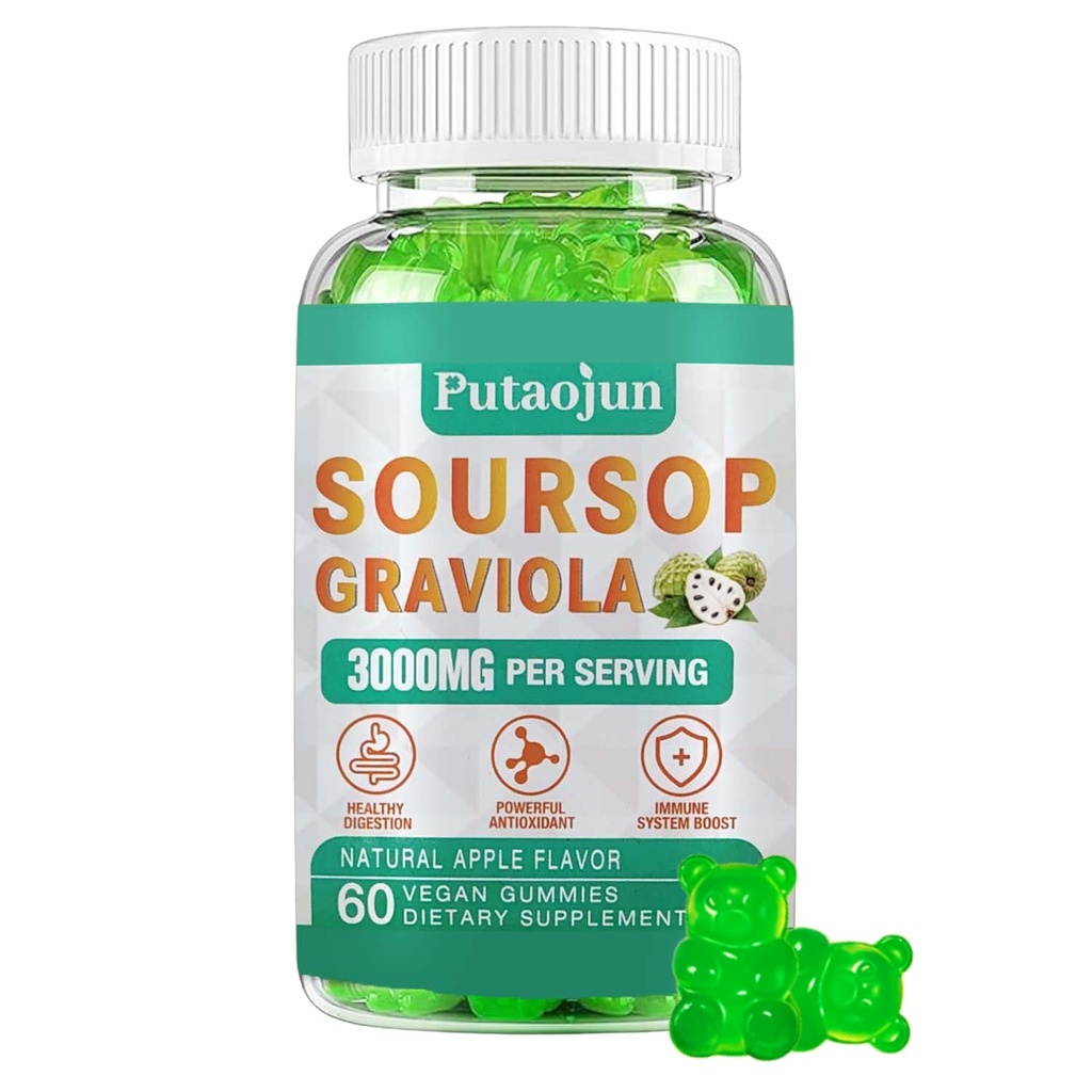 Soursop Graviola Gummies | 2000mg Soursop Leaves Extract for Digestive, Cell Support, Immune Support and Antioxidant | High-Absorption | Non-GMO, Vegan, 60 Gummies
