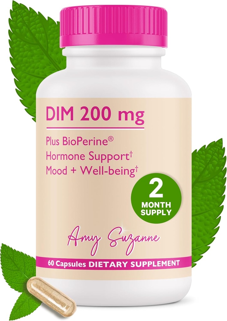 200 DIM Suplemento para Mulheres - Metabolismo de Estrogênio e Harmonia Hormônios para Menopausa, Perimenopausa & Suporte PMS - DIM Plus Bioperine para Apoio ao Mood - 60 Fornecimento dia, Vegan