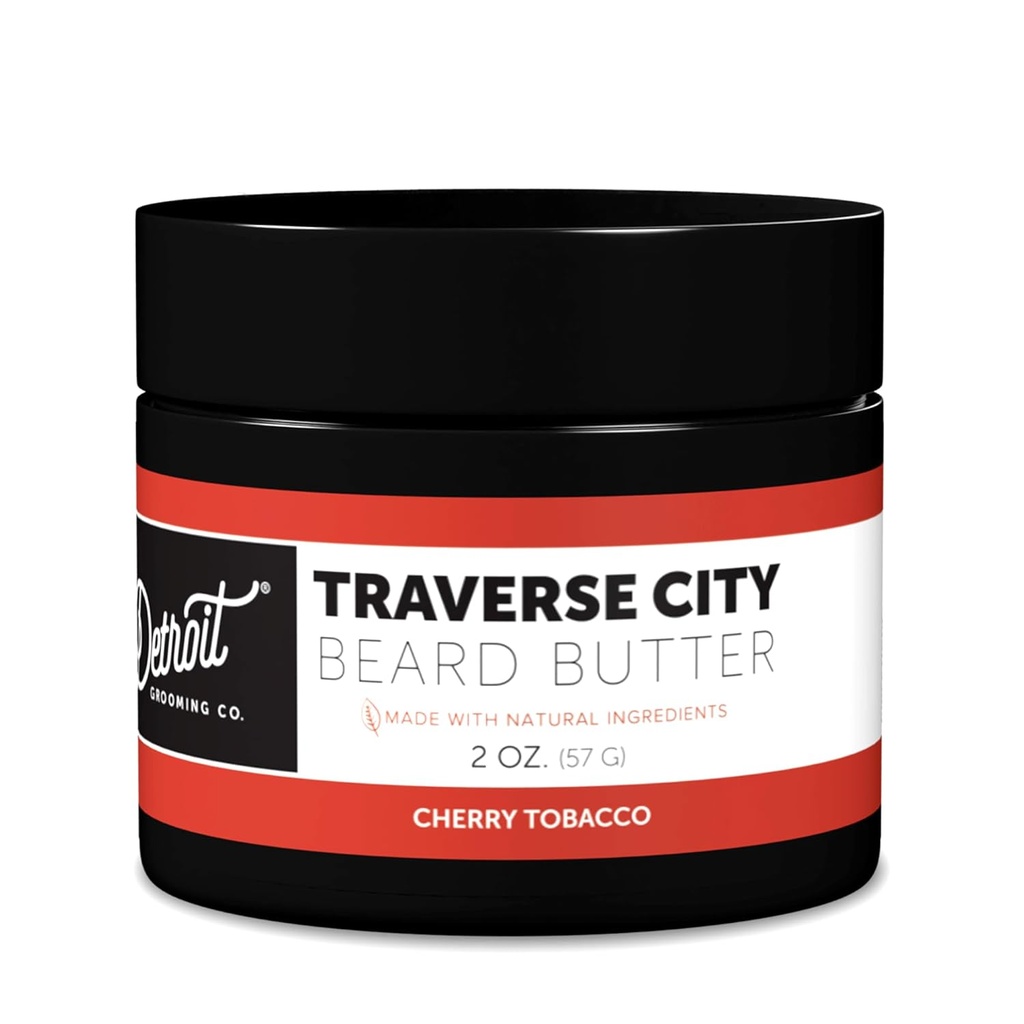 Detroit Grooming Co. Beard Smør for menn | Softens, Tykker & Hydrates med Saflower Olje & Shea Smør | Traverse City Scent, 2oz
