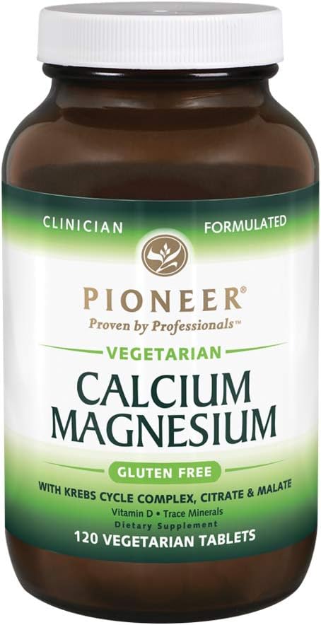 Pioneer Cal Mag & Vitamin D 124; Kalsium & Magnesium Suplemen untuk Orang Dewasa 126; Tinggi Absorpsi 126; Diverifikasi Gluten Bebas 124; 120 tablet Vegetarian