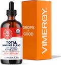 Vimergy Total Immune Blend * Liquid Supplement, 57 Servings Fast- Absorbing Immune Support - All- Season, Cink, Thyme and Mullein Drops Non-GMO, Vegan, USDA Organic, Immunity Support Felnőttek számára (115 ml)