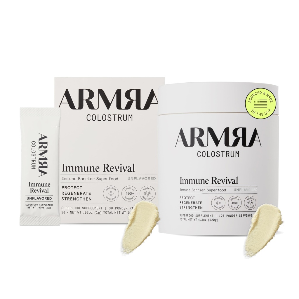 ARMRA Colostrum™ Premium Powder, Grass Fed, Gut Health Bloating Immunity Skin & Hair, Contains 400+ Bioactive Nutrients, Keto, Gluten & Fat Free (Unflavored Bundle | 150 Servings)