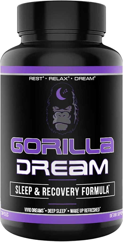 Gorilla Mind Dream Sleep Supplement (120 Kapsule) - Nootropný Infundovaný komplexný spánok a zotavenie Dodatok - GABA, Melatonín, Valerián Root, horčík, L-Theanine, Senzoril, Ashwagandha a ďalšie