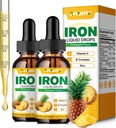 Væske jern Supplement for kvinner menn og barn Multivitamin jerndråper med folat, vitamin C, B6, B12, sink for anemi, jernmangel, blodbygger, energi - naturlig Pineapple Flavor, Vegan 4 Fl Oz