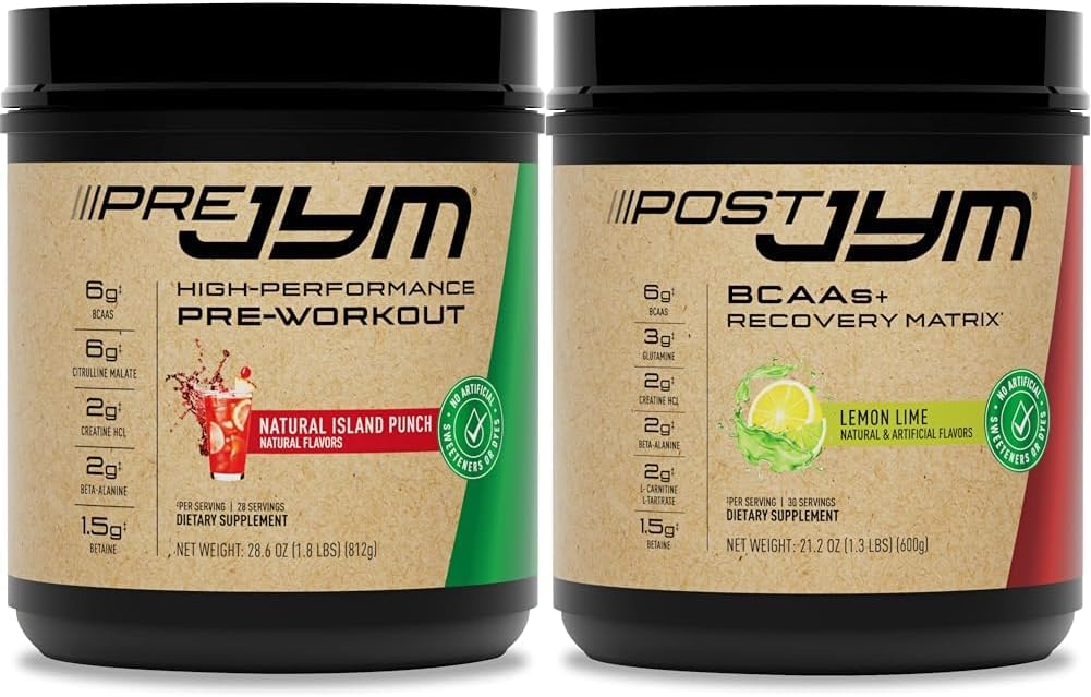 JYM Pre Workout, Post Workout, i BCAA Muscle Edificis suplementaris amb Pre JYM Powder, Post JYM actiu Matrix, 30 Servings cadascun