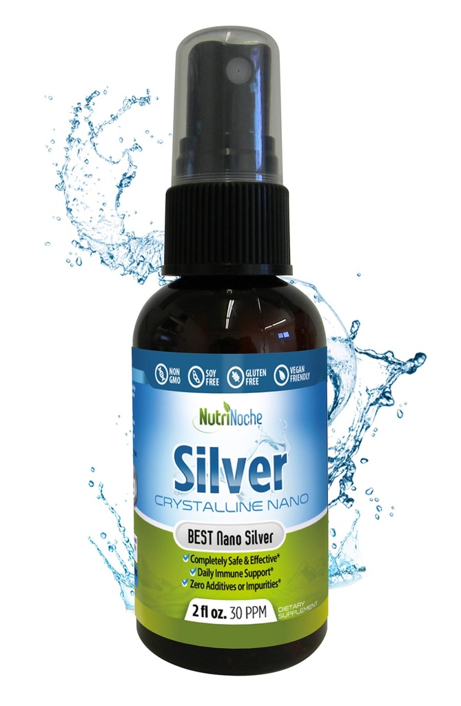 Nutrinoche Ultra Pure Colloidal Silver Spray - Excellent Daily Immune Support - Organic 99.99% Nano Particles - Ultra Pure Silver Hydrosol - 2 Ounces - 30 ppm