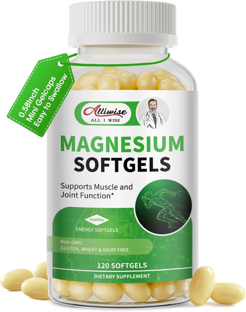 Magnesium Glycinate 500mg Suftgeels Suplement, Small Easy to Swallow Magnesium High Absorpsi for Night Leg & Sleep Dukung, Muscle & Bone, Non GMO, 120 Gelcaps, 60 Day Supply