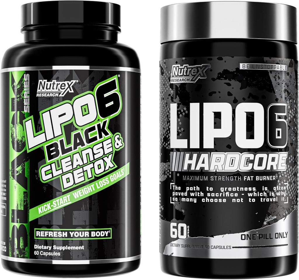 Nutrex Research Lipo-6 Cleanse & Detox untuk Weight Los dan Lipo- 6 Hardcore Suplemen, Mendukung Metabolisme