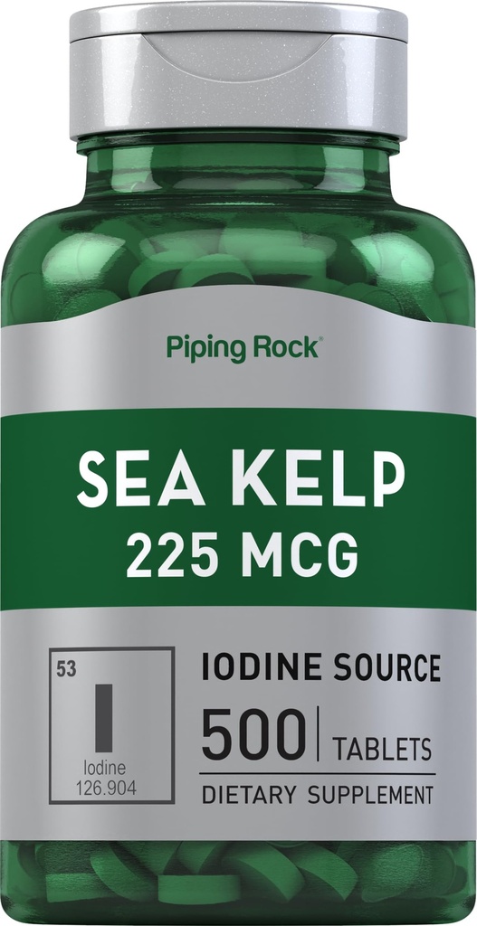 Piping Rock Sea Kelp Iodine Supplement | 225 mcg | 500 Tablets | Non-GMO, Gluten Free