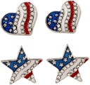PRETYZOOM Patriottische oorbellen Amerikaanse vlag Eardrop voor vrouwen sieraden Eardrop lichtgewicht modieuze partij accessoire