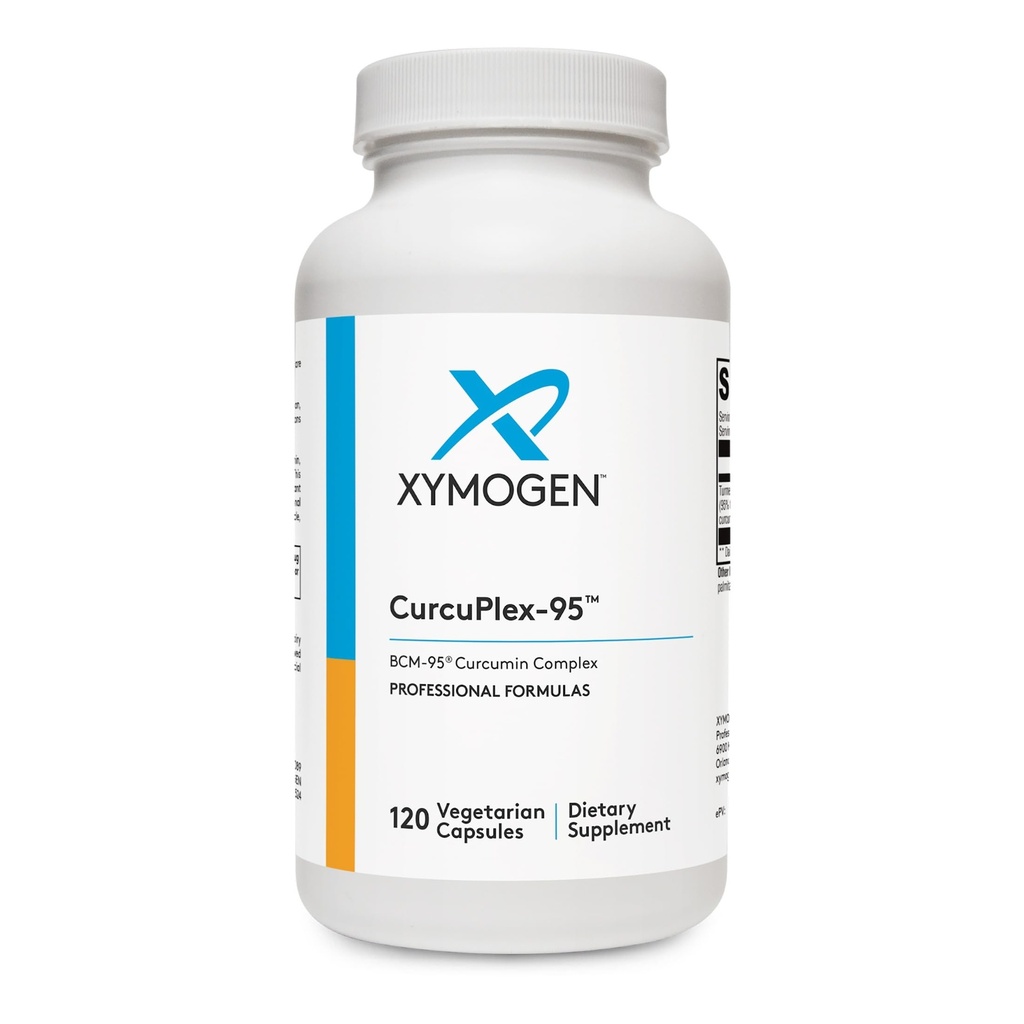 XYMOGEN CurcuPlex-95 - Turmeric Curcumin Supplement for Daily Brain Support* - Enhanced Bioavailability - Non-GMO, Gluten-Free, Vegan - 120 Capsules