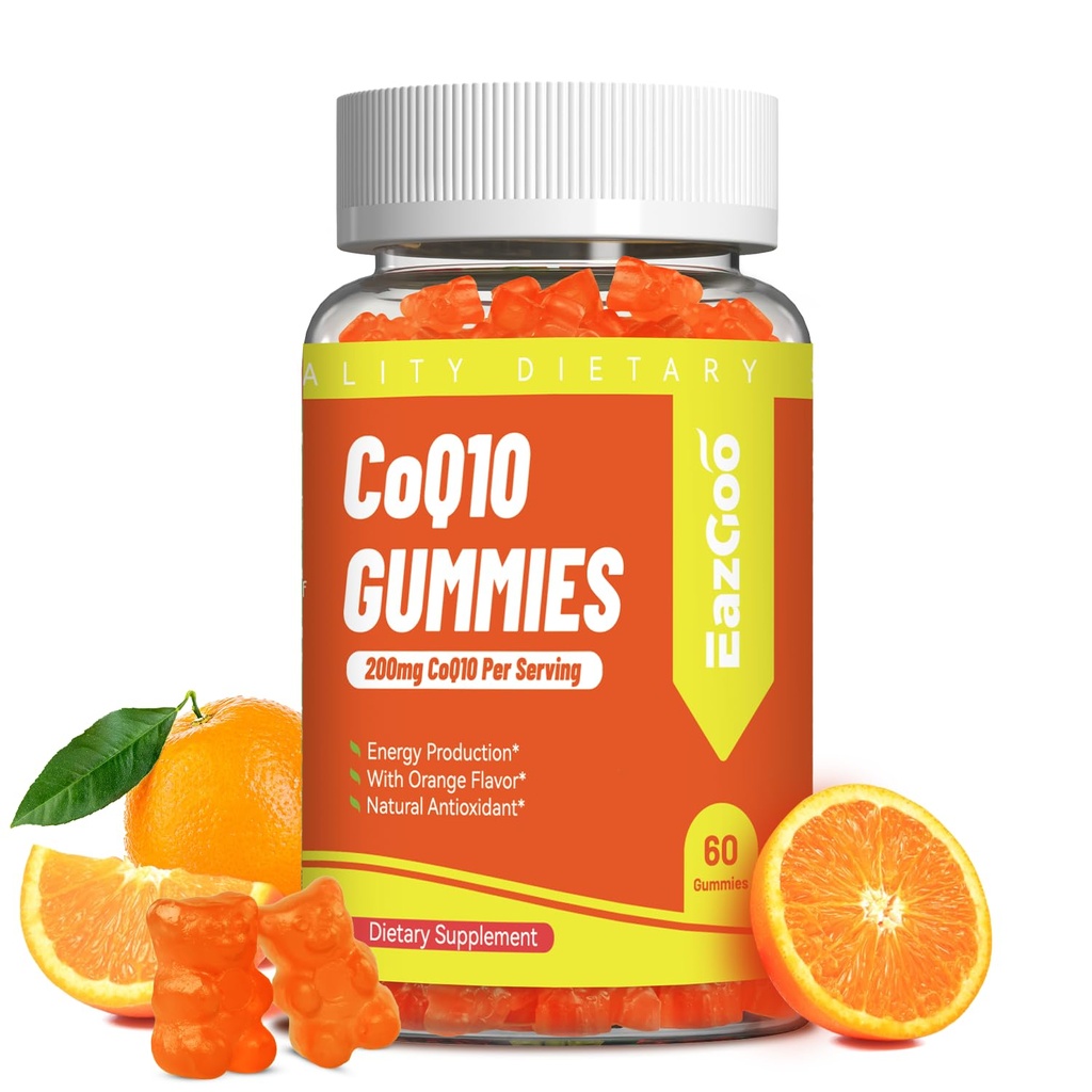 CoQ10 Gummies 200mg, Vegan Supplement for Energy Production, Non-GMO, Gluten Free (60 Gummies)