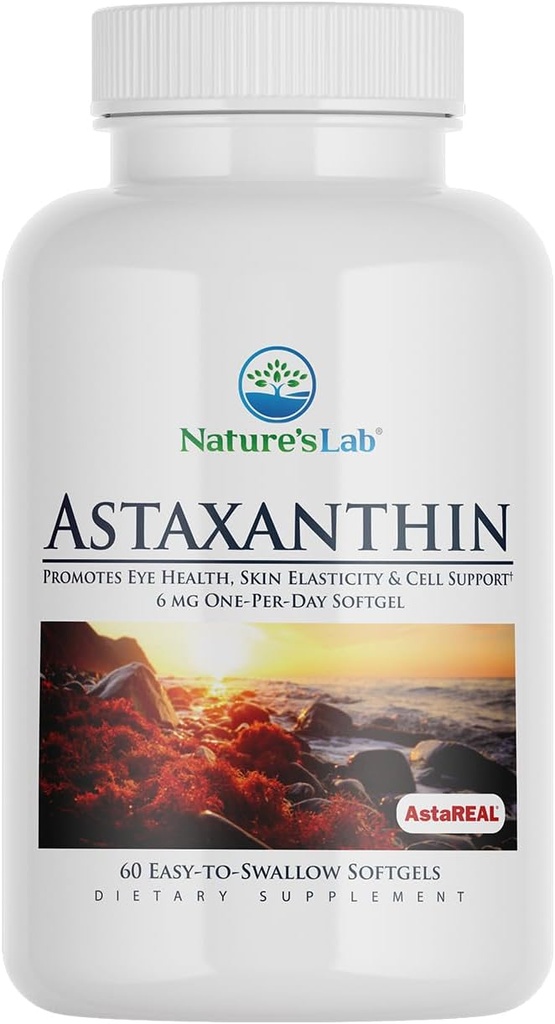 Naturens Lab AstaREAL Astaxanthin - 6mg potenta antioxidanter - 60 kapslar (2 månads leverans)