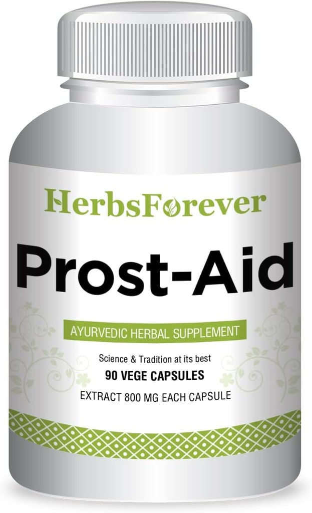 Herbsforever Prostaid Ayurvedic Herbal תוסף עבור בריאות גברים | 90 קפסולות Veggie, 800 מ"ג כל אחד, תמיכה טבעית לבריאות הכללית ו Vitality