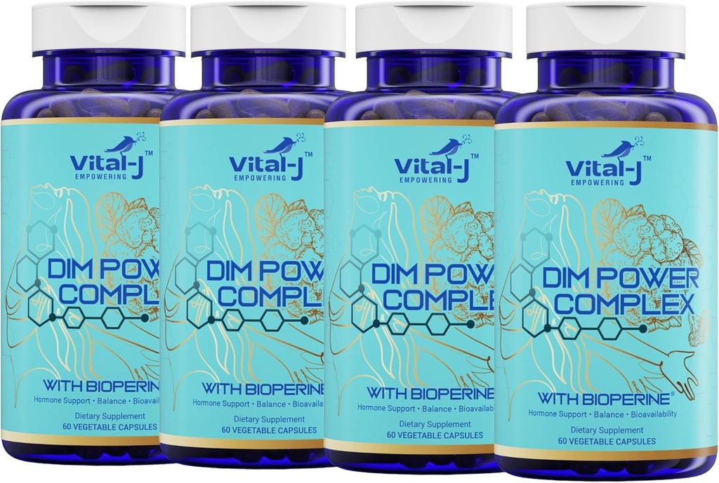 El complex de 4 en 1 DM Potent 300mmg - Saldo Estrogen i Metabolisme, Energia i Menopausa Implementació suplementari amb Bioperina (x4), Calci i Broccoli Extrac - per a Dones i 120 Servings