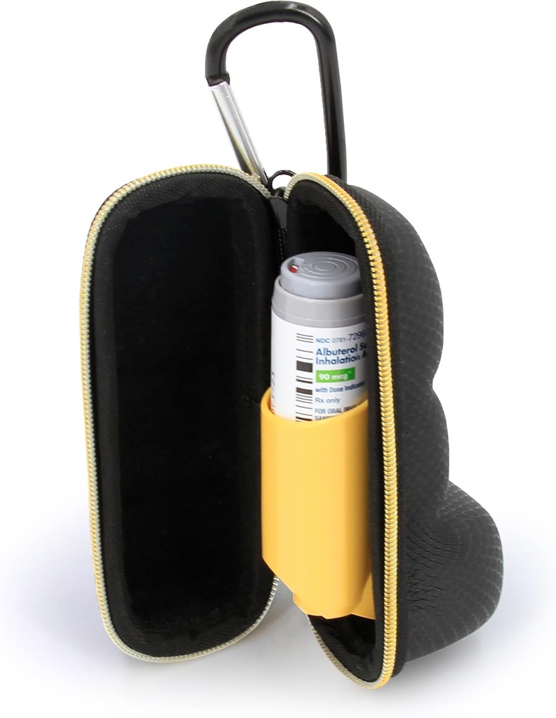 CASEMATIX Asthma Inhaler מקרה עם Lanyard ו קליפ על Keychain Carbiner, Inhaler Holder Extended to Fit Standard Rescue and New Albuterol Inhaler מכשירים עד 4 Inches - כולל Asthma Case Only Only
