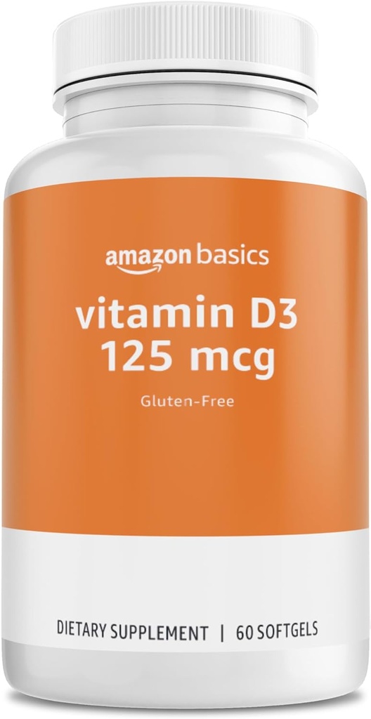 Básico - Vitamina D3, 125 mcg, 60 Softgels (1 por porção), sem glúten