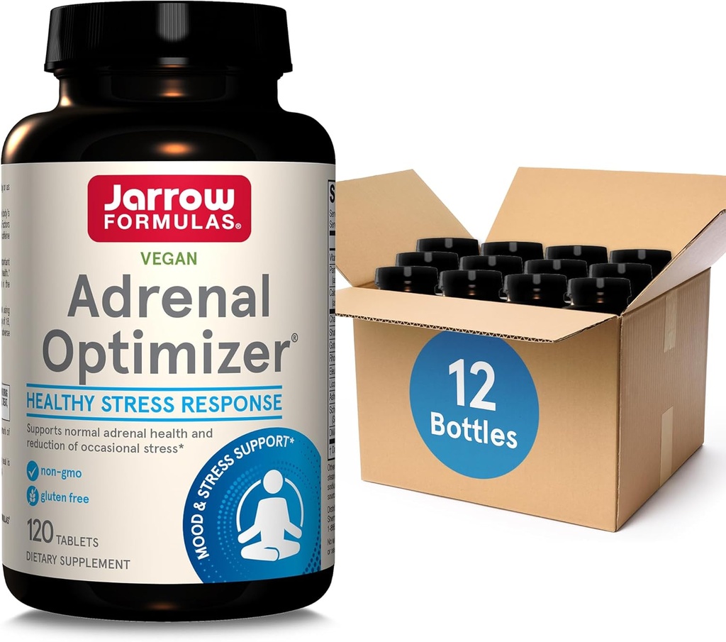 Jarrow Formulas Adrenal Optimizer con Ashwagandha, Chamomile e Schizandra Extract, Supporta la riduzione dello stress occasionale, 120 Vegan Tablets, 60 giorni di alimentazione (Pack OF12)