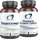 Designs for Health Magnesium Glycinate Complex (60 Capsules) & Digestzymes (60 Capsules) Bundle - Digestive Enzymes for Occasional Gas & Bloating med High Absorption Magnesium Supplement