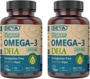 DEVA Vegan Omega-3 DHA Tambahan - Satu hari Softgels 200 MG - Carrageenan Bebas - Gelatin Free - Non-Fish - Algae Omegaga- 3 Acids Gendut - 90 Softgeels (Paket 2)