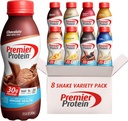 Premier Protein Shakes, 8 Flavor Varety Pack, 30g Protein, 1g Sugar, 24 vitamins & Minerals, Nutuents để hỗ trợ Immun Health 11.5 Fl Oz (8 Pack)