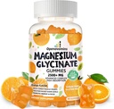 Magnezyum Glycinate Gummies- Sugar Free Magnezyum P properties Supplement with Vitamin D, B6, CoQ10 for Calm Mood & Sleep Support - 90 Orange Gummies
