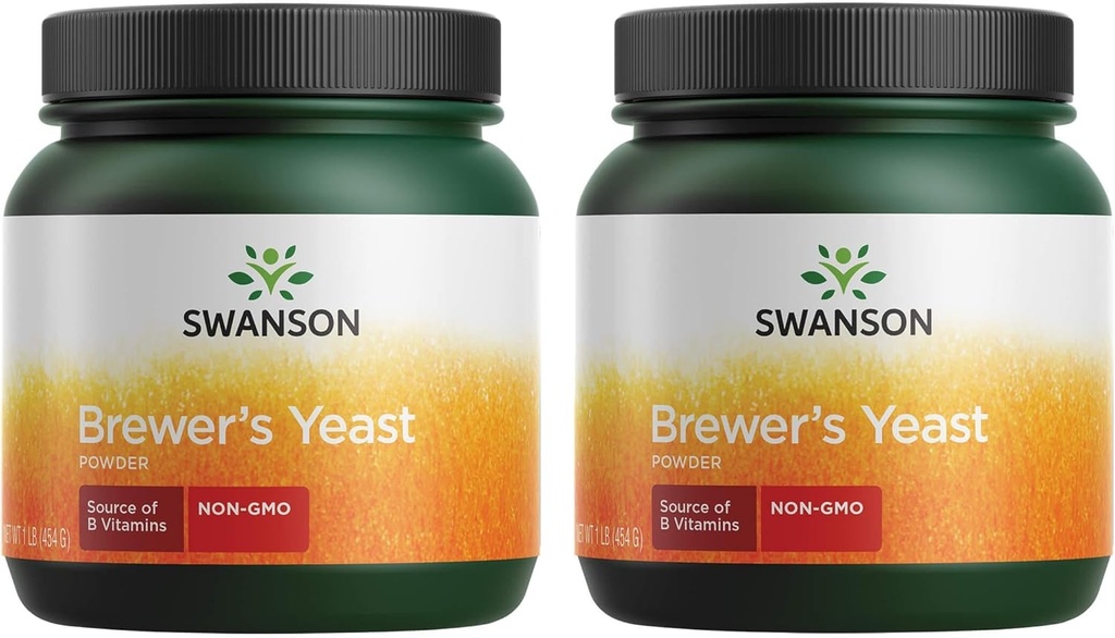 Swanson 100% Pure Brewer's Yeast Powder GMO-Free 1 lb (454 g) Pwdr (2 Pack)
