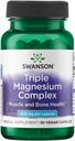 Swanson Triple Magnesium Complex - מינרלים תוספת - תמיכה טבעית - כולל Citrate, Oxide & Aspartate - (30 קפסולות, 400 מ"ג כל אחד)