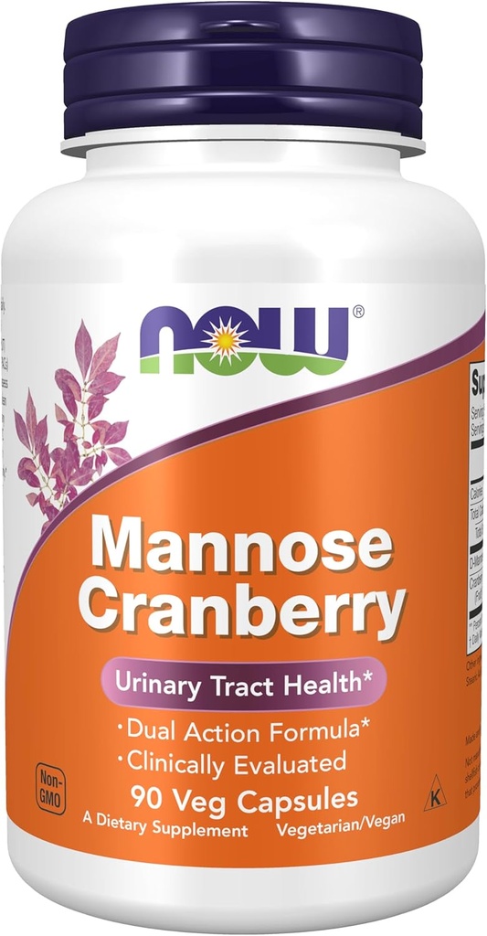 Sekarang Makanan Suplemen, Mannose Cranberry, Dual Action Formula *, Clinically Evaluated, Urinary Tract Health *, 90 Veg Capsules