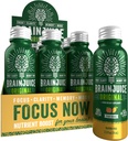 BrainJuice Brain Shot, Gluten Free Supplement Shots for Energy & Focus, Healthy Minuman dengan Alpha GPC, Vitamin B & Organic Green Tea Extract Caffeine, Peach Mango, 2.5 flflo oz, 12 Pack