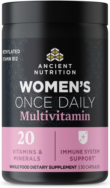 Ancient Nutrition Multivitamiini naisille, naisten kerran päivässä täydentää, Methlyated B-vitamiini, C, K2, magnesium, Folaatti & rauta, tukee luun terveys, 30