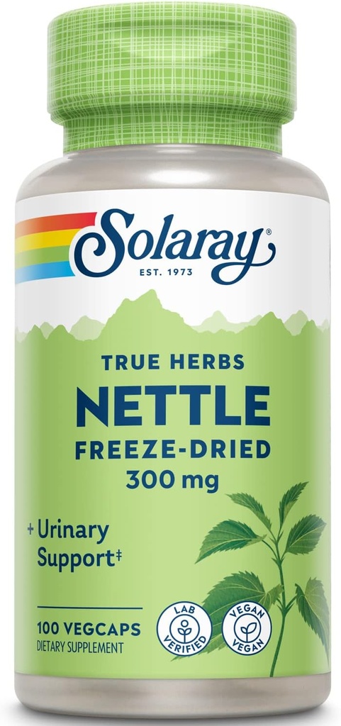 SOLARAY Nettle Leaf Freeze tørket, Veg Cap (Btl-Plastic) 300mg 100ct