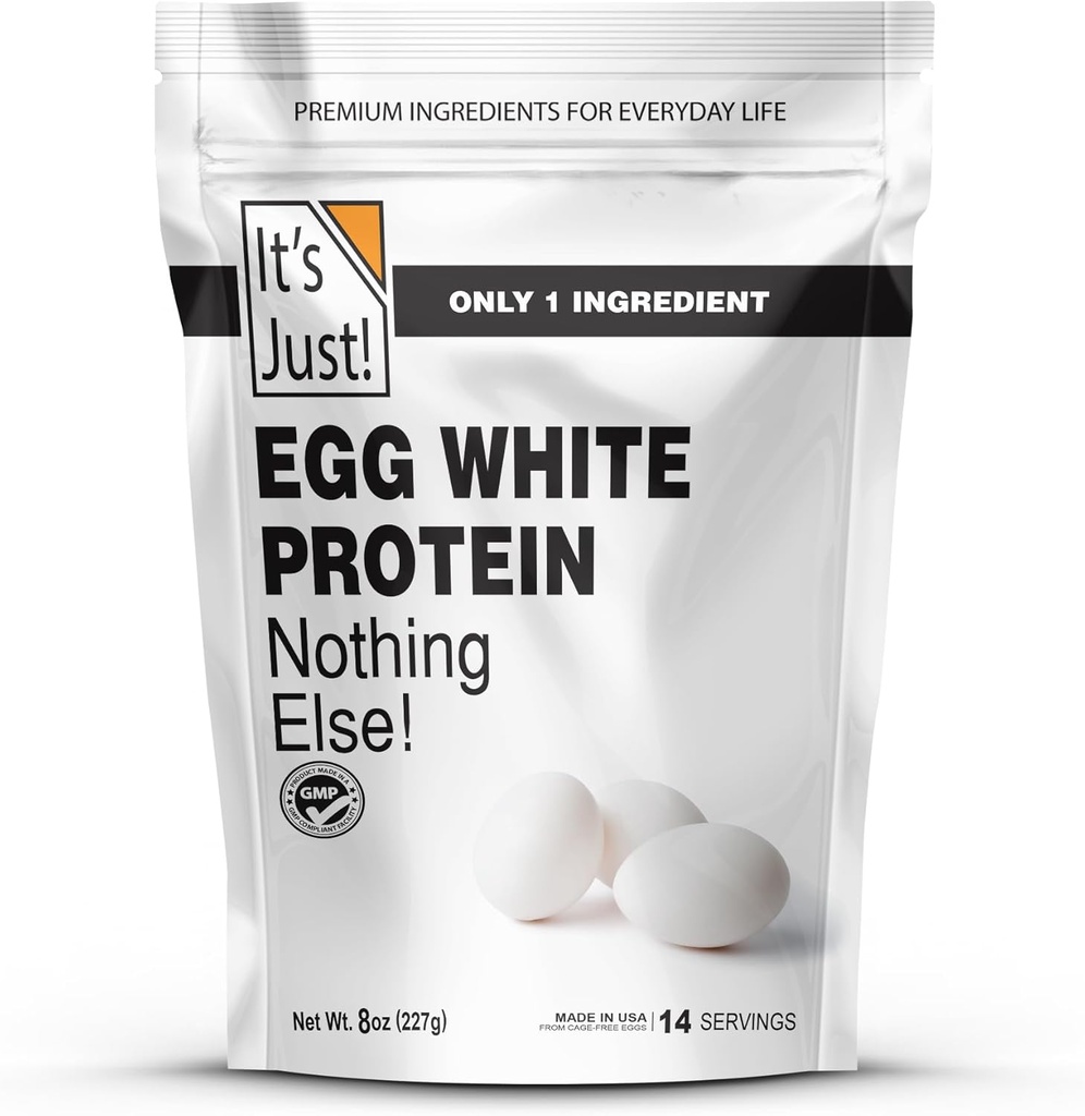 Det er bare! - Egg Hvitt Proteinpulver, laget i USA fra burfrie egg, tørket egg Hvit (Uslavored, 8oz)