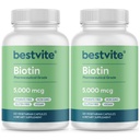 BESTVITE Biotin 5000mcg (240 Vegetarian Capsules) (120 x 2) - No Stearates - No Flow Agents - Vegan - Non GMO - Gluten Free - Hair, Skin, Nails