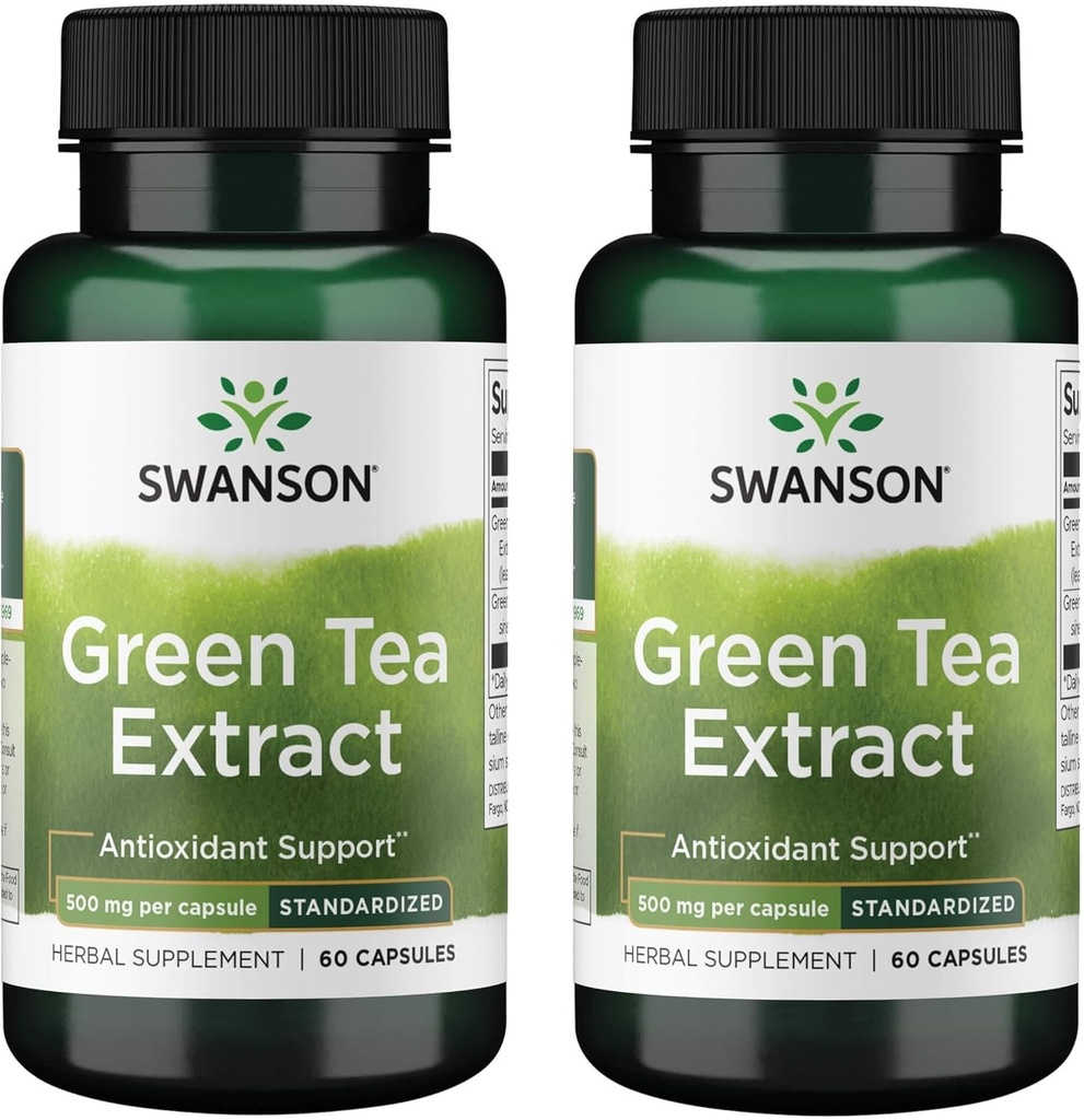 Swanson Green Tea Extract 500 milligram 60 kapsler (2 Pack)