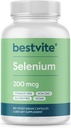 BESTVITE Selenium 200mcg (180 vegetarische Kapseln) - No Stearates - No Flow Agents - Vegan - Non-GMO - Glutenfrei