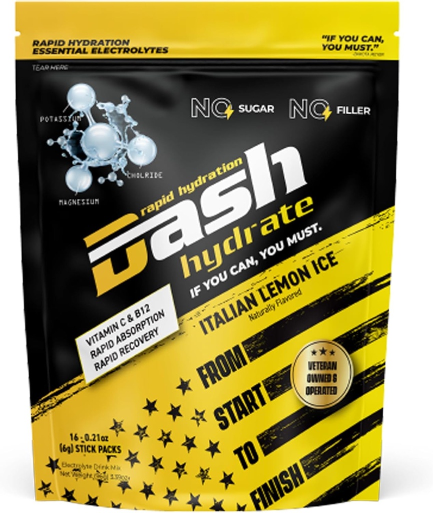 Rapid Hydration Electrolyte Drink Mix Packets | Rapid Absorption & Recovery with No Sugar | Activate Energy – Detoxify - Support |16 ct (Italian Lemon Ice)
